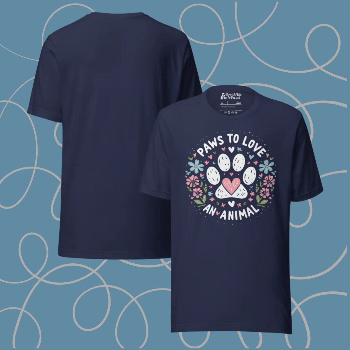 Circle of Pawsitivity - Everyday Plus Tee | COLORS: Black Heather, Navy, Red, Dark Grey Heather - Unisex Staple Tee - Speak Up 4 Paws