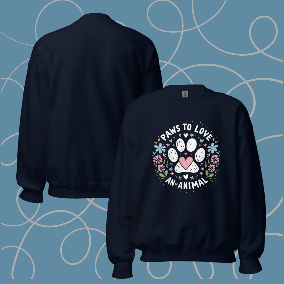 Circle of Pawsitivity - Oversized Sweatshirt | COLORS: Navy, Charcoal, Forest Green, Dark Heather - Preshrunk Sweatshirt - Speak Up 4 Paws