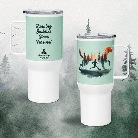 Forest Spirit "Running Buddies Since Forever!" - TrailMate Tumbler (Color: Aero Blue) - Travel Mug - Speak Up 4 Paws