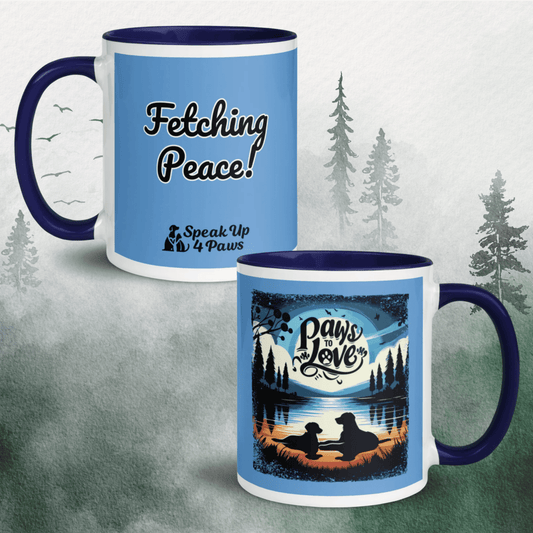 Forest Reflections - "Fetching Peace" - Vivid Mug (Color: Jordy Blue | Dark Blue) - Coffee Mug - Inside Color - Speak Up 4 Paws
