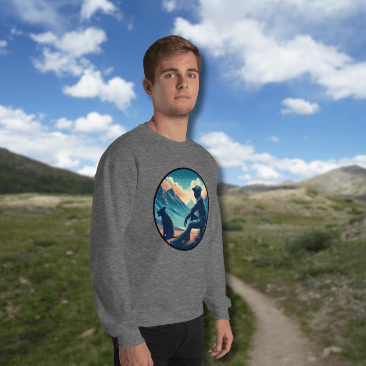 Dawn's Embrace - Sweatshirt | COLORS: Sand, Charcoal, Indigo Blue, Graphite Heather - Preshrunk Sweatshirt - Speak Up 4 Paws