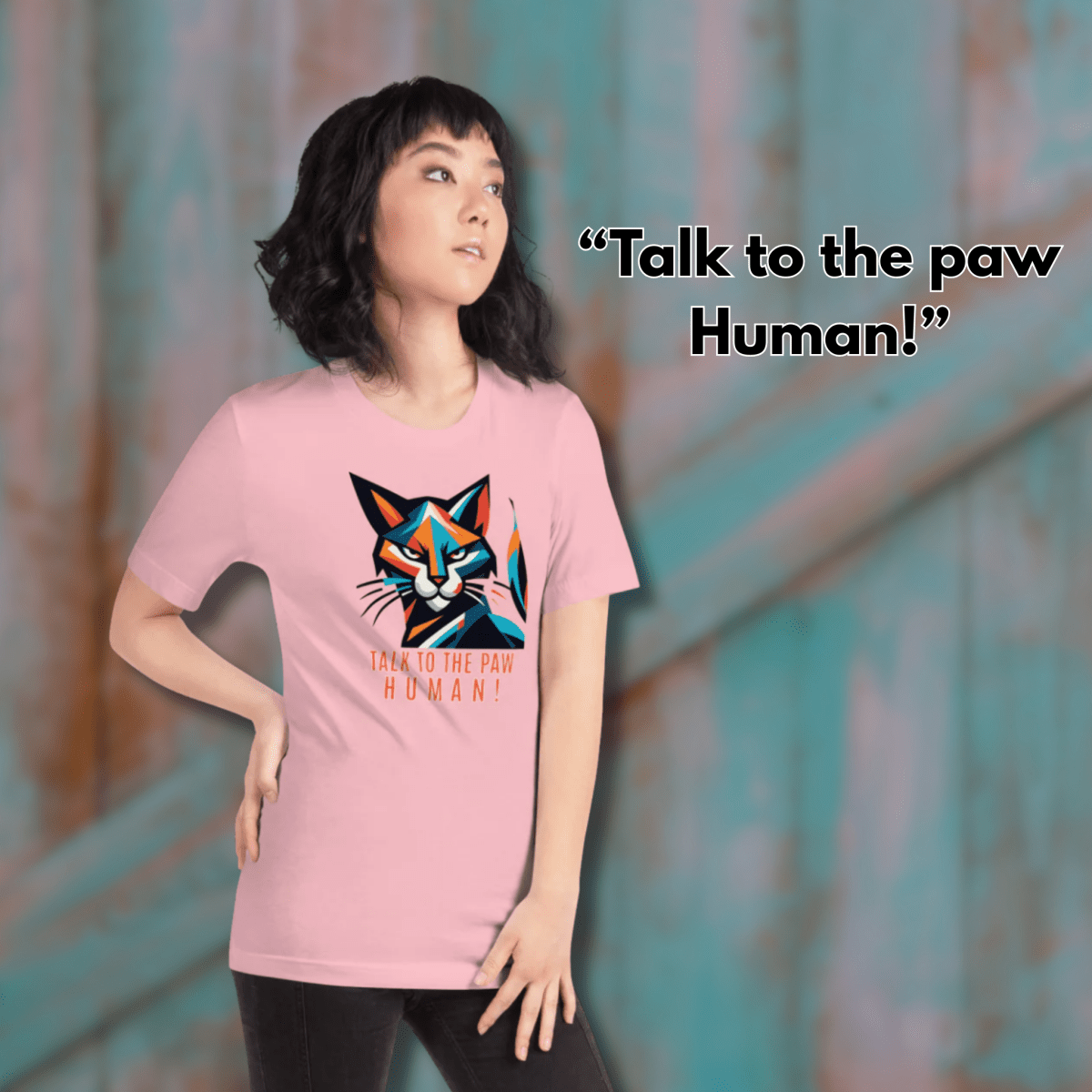 Defiant Feline - Everyday Tee | COLORS: Aqua, Heather Slate, Tan, Pink - Unisex Staple Tee - Speak Up 4 Paws