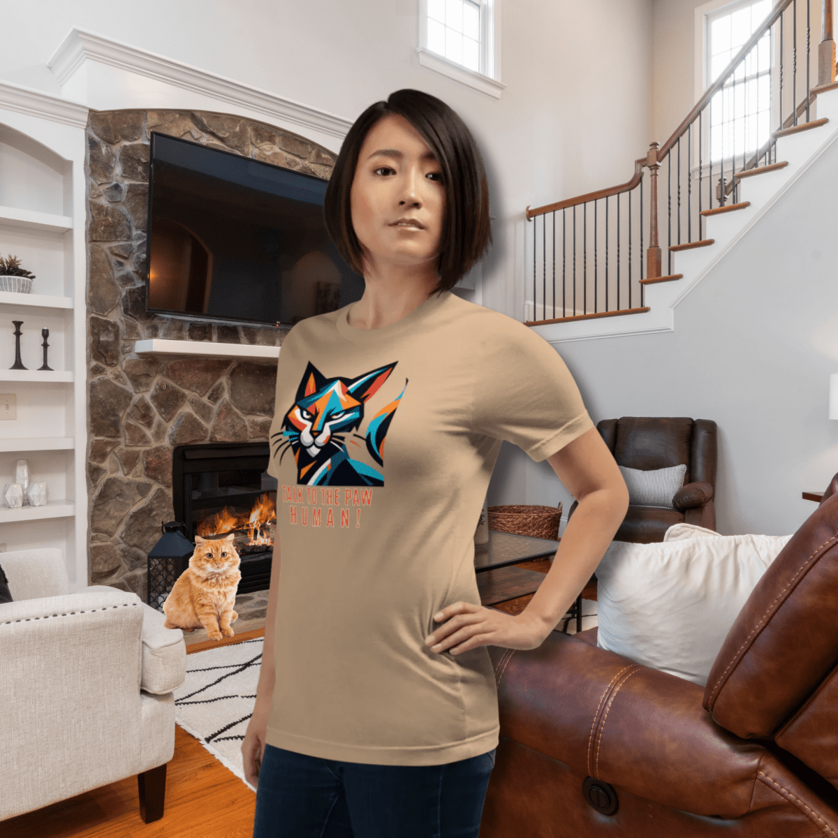 Defiant Feline - Everyday Tee | COLORS: Aqua, Heather Slate, Tan, Pink - Unisex Staple Tee - Speak Up 4 Paws