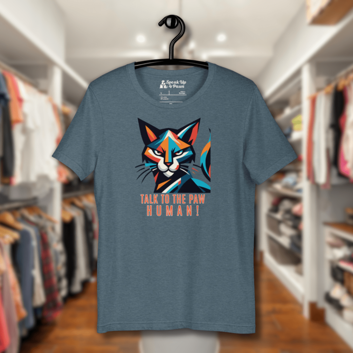 Defiant Feline - Everyday Tee | COLORS: Aqua, Heather Slate, Tan, Pink - Unisex Staple Tee - Speak Up 4 Paws