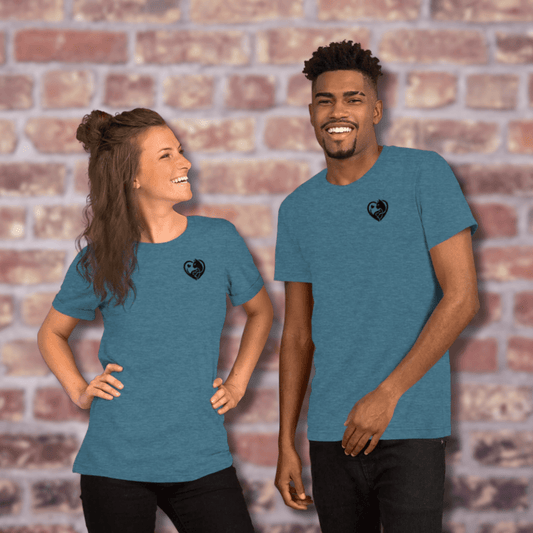 Feline Companion - Everyday Tee | COLORS: Heather Deep Teal, Heather Slate, Mauve, Pink - Unisex Staple Tee - Speak Up 4 Paws