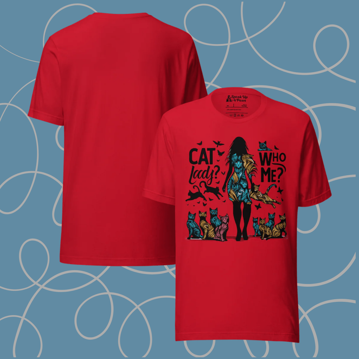 Feline Reverie - Everyday Plus Tee | COLORS: White, Red, Athletic Heather - Unisex Staple Tee - Speak Up 4 Paws