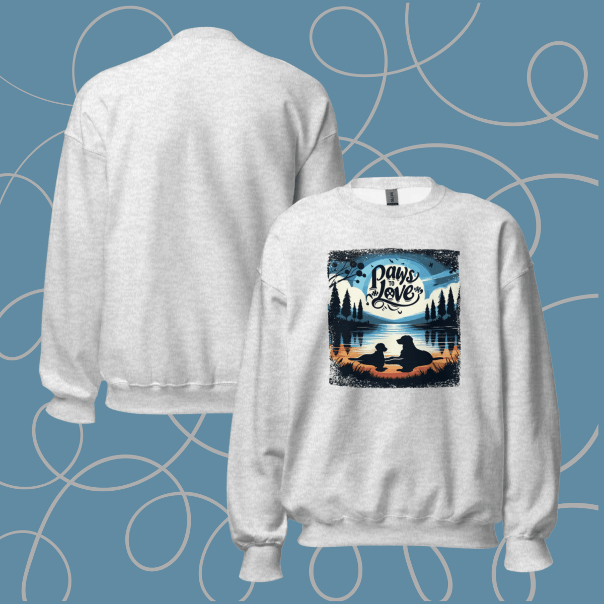 Forest Reflections - Oversized Sweatshirt | COLORS: Ash, Charcoal, Graphite Heather, Sport Grey - Preshrunk Sweatshirt - Speak Up 4 Paws