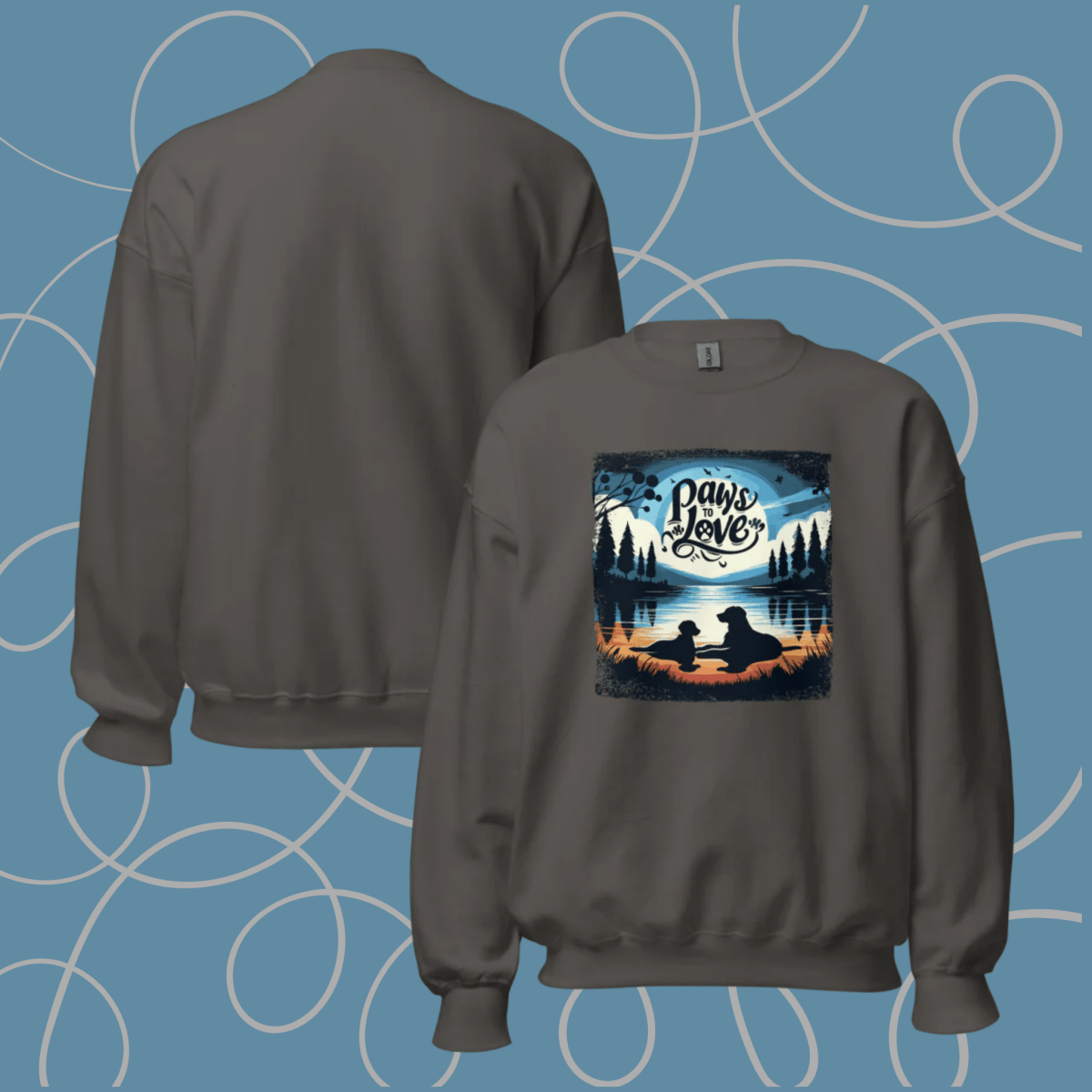 Forest Reflections - Oversized Sweatshirt | COLORS: Ash, Charcoal, Graphite Heather, Sport Grey - Preshrunk Sweatshirt - Speak Up 4 Paws