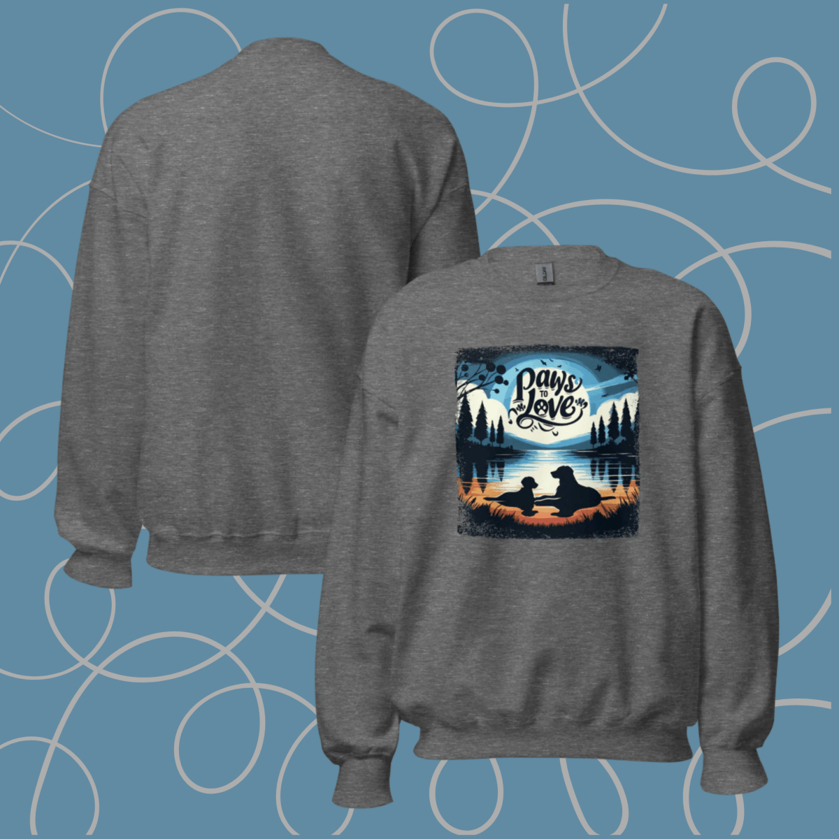 Forest Reflections - Oversized Sweatshirt | COLORS: Ash, Charcoal, Graphite Heather, Sport Grey - Preshrunk Sweatshirt - Speak Up 4 Paws