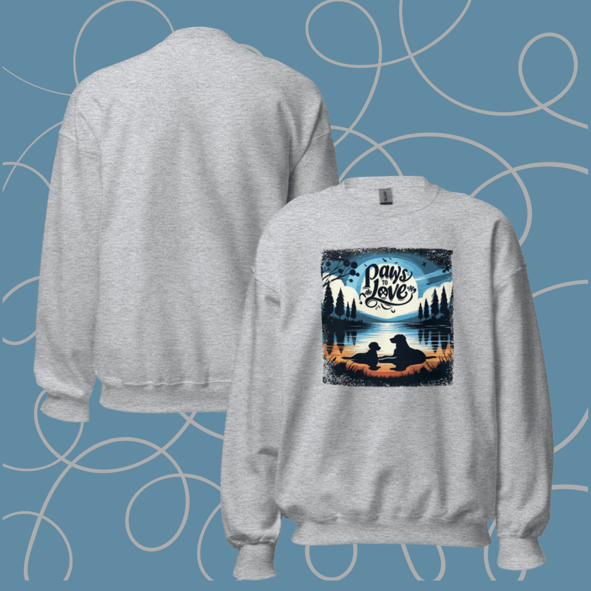 Forest Reflections - Oversized Sweatshirt | COLORS: Ash, Charcoal, Graphite Heather, Sport Grey - Preshrunk Sweatshirt - Speak Up 4 Paws