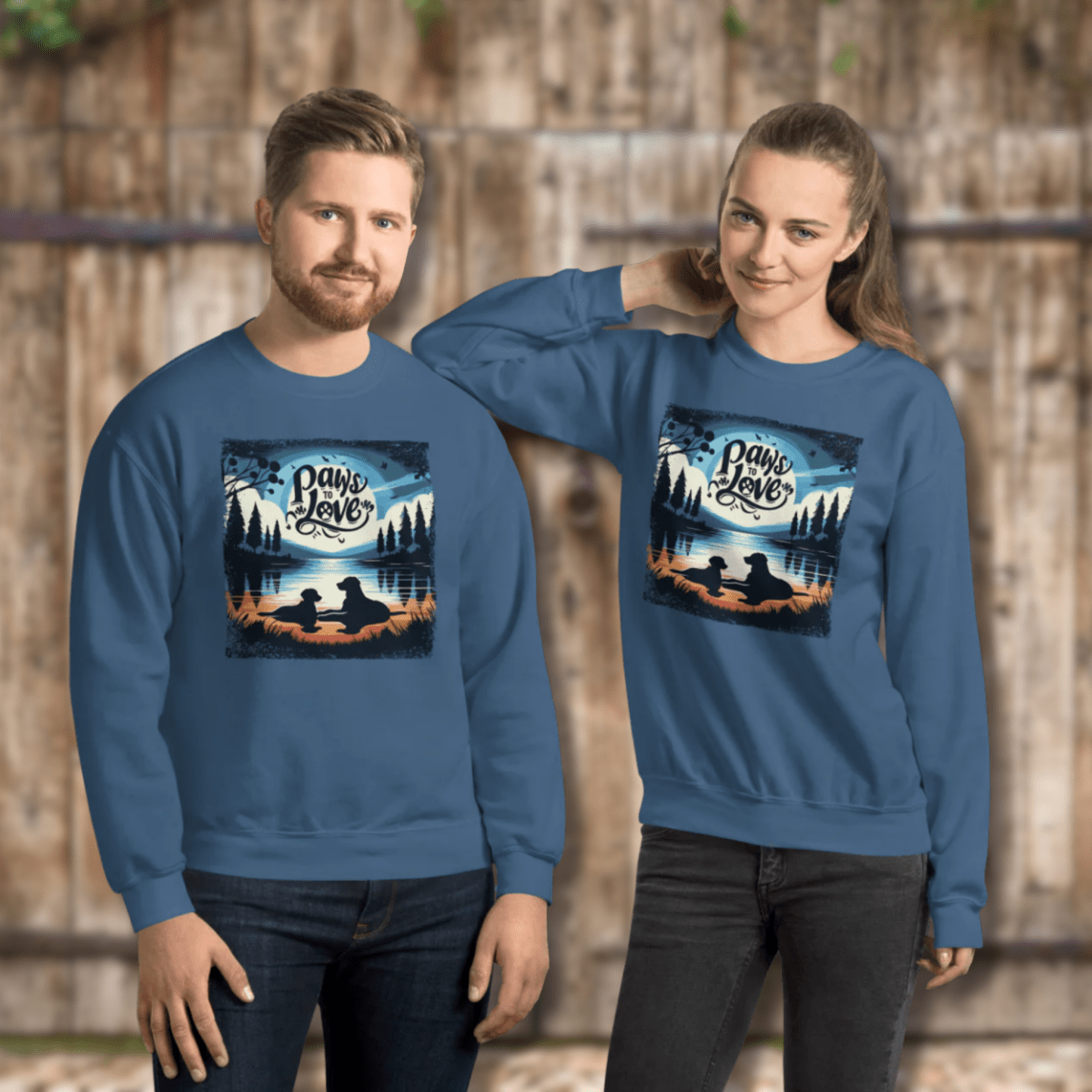 Forest Reflections - Sweatshirt | COLORS: Indigo Blue, Charcoal, Military Green, Sand - Preshrunk Sweatshirt - Speak Up 4 Paws