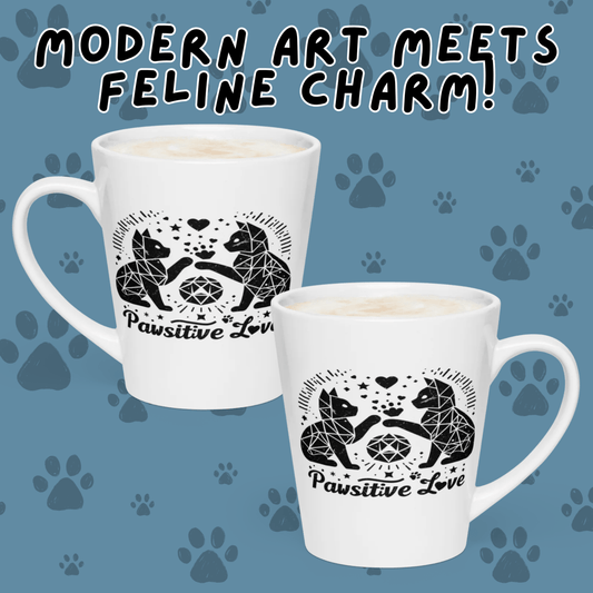 Geo Kitten Love - Latte Mug - Latte Mug - Speak Up 4 Paws