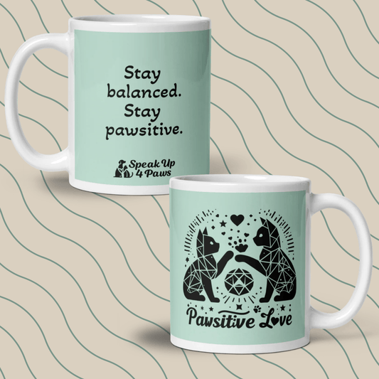"Stay balanced. Stay pawsitive." - Mug
