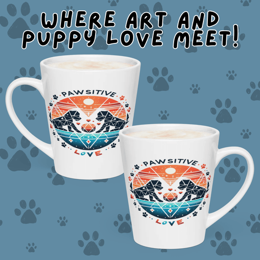 Geo Puppy Love - Latte Mug - Latte Mug - Speak Up 4 Paws