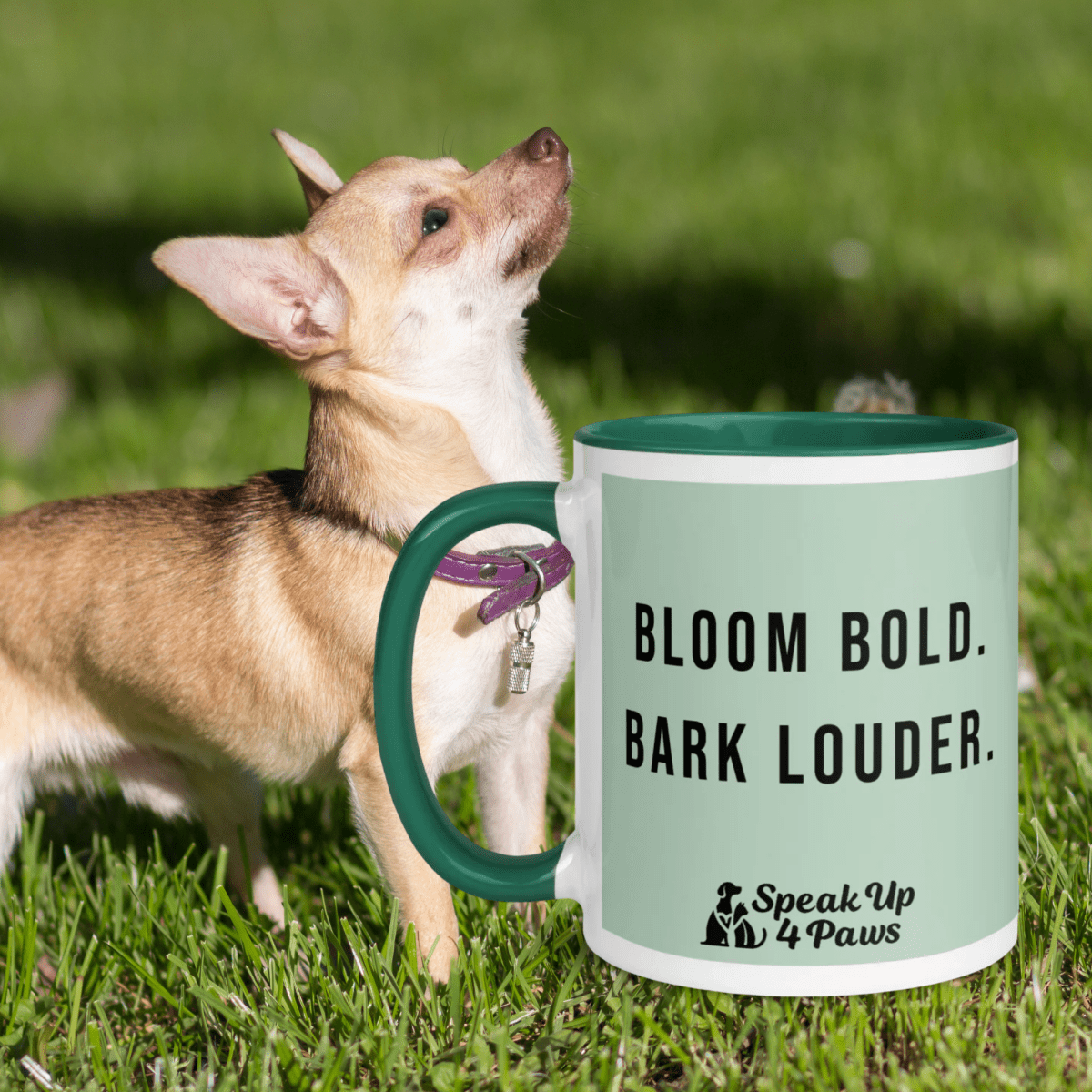 Daisy Moments - "Bloom Bold. Bark Louder." - Vivid Mug (Color: Edgewater | Dark Green) - Coffee Mug - Inside Color - Speak Up 4 Paws