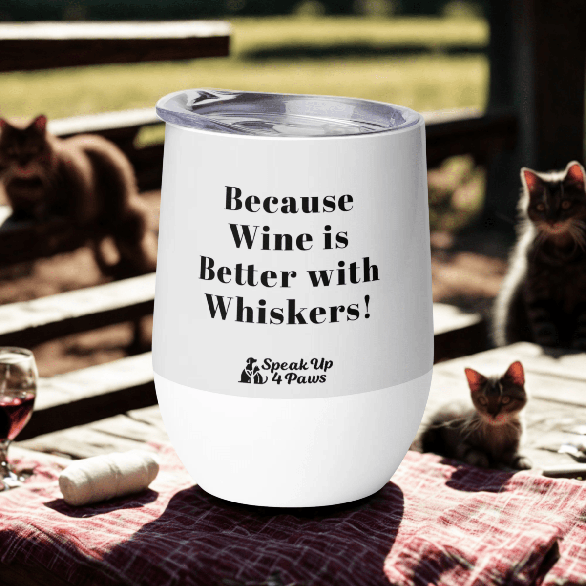 Feline Reserve - "Because Wine is Better with Whiskers!" - Pawfect Vino Tumbler (Color: Whisper) - Wine Tumbler - Speak Up 4 Paws