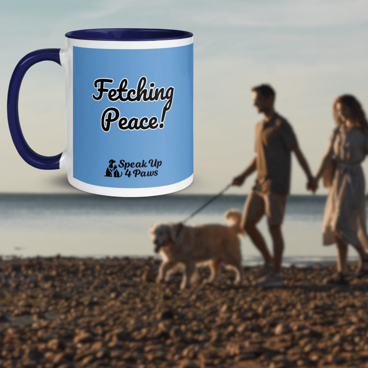 Forest Reflections - "Fetching Peace" - Vivid Mug (Color: Jordy Blue | Dark Blue) - Coffee Mug - Inside Color - Speak Up 4 Paws
