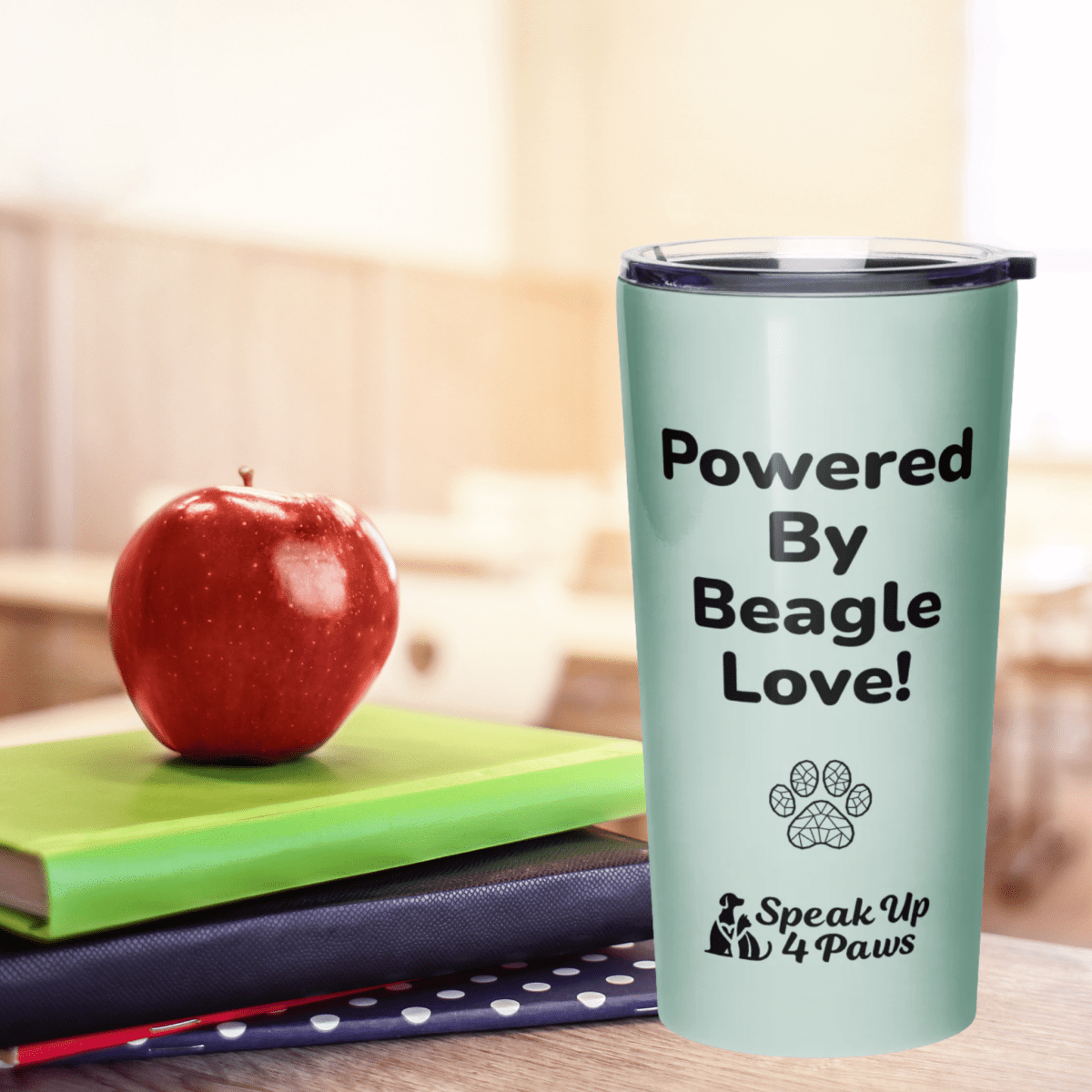 Heartfelt Beagle - "Powered by Beagle Love!" - Signature Tumbler (Color: Opal) - Tapered Tumbler - Speak Up 4 Paws