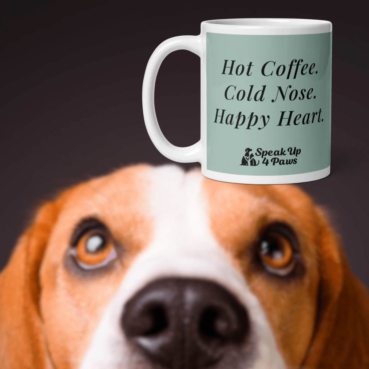 Heartfelt Beagle "Hot Coffee. Cold Nose. Happy Heart." - Signature Mug (Color: Opal) - Coffee Mug - Speak Up 4 Paws