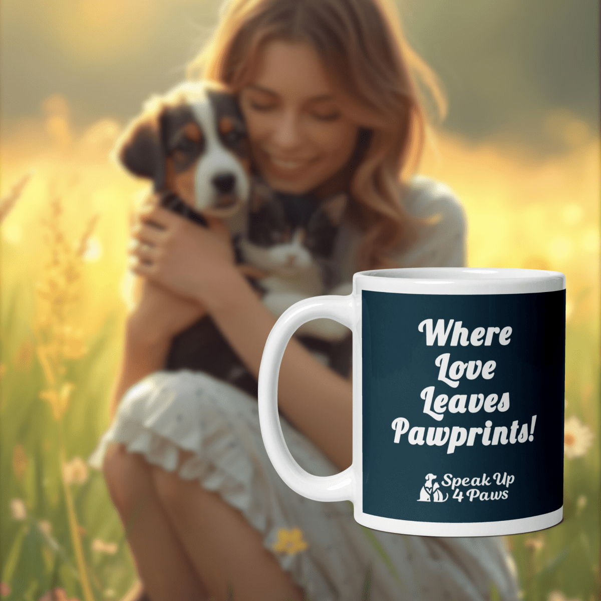 “Where Love Leaves Pawprints!" - Signature Mug | White | 11 oz. - Coffee Mug - Speak Up 4 Paws