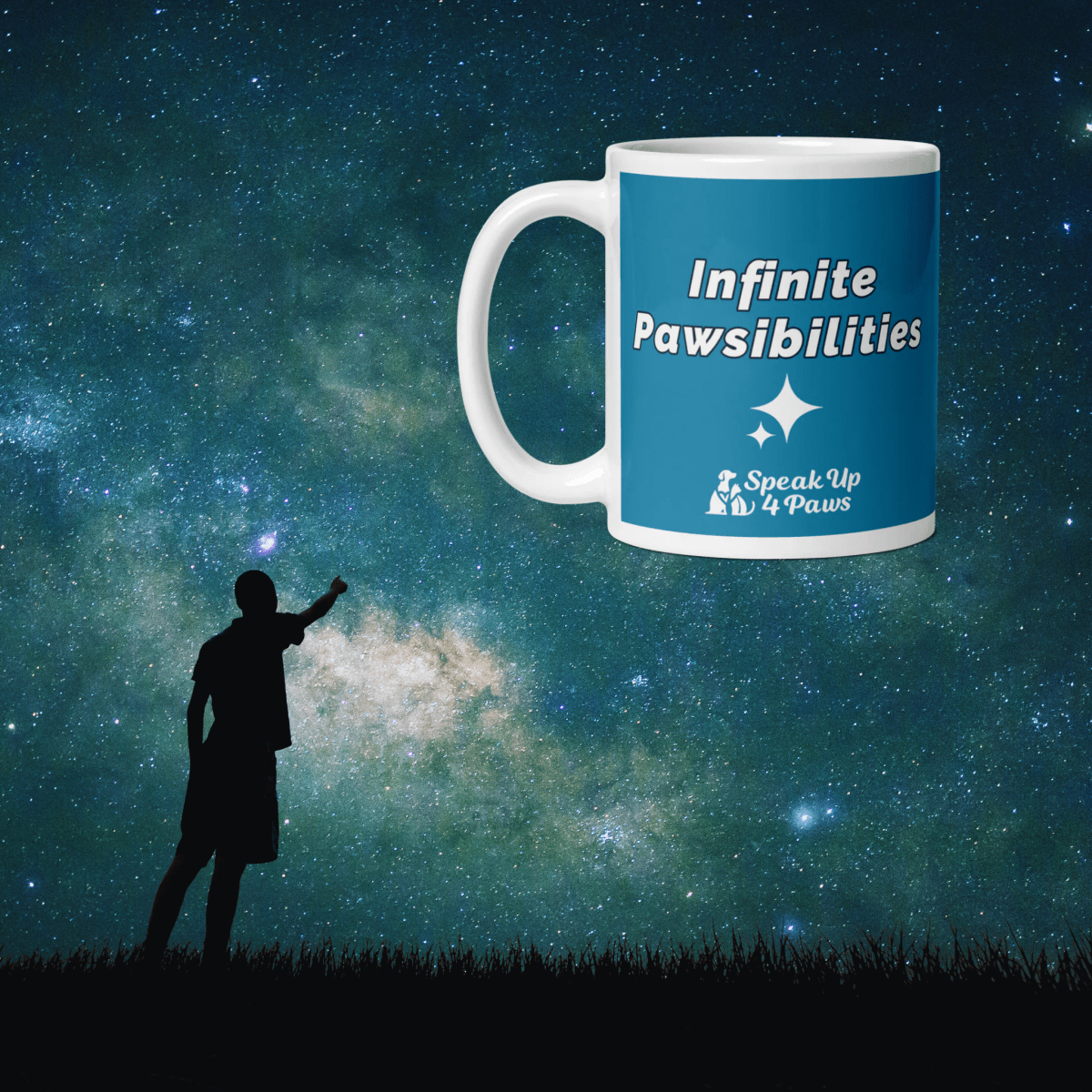 Infinite Pawsibilities - "Infinite Pawsibilities" - Signature Mug (Color: Pelorous) - Coffee Mug - Speak Up 4 Paws