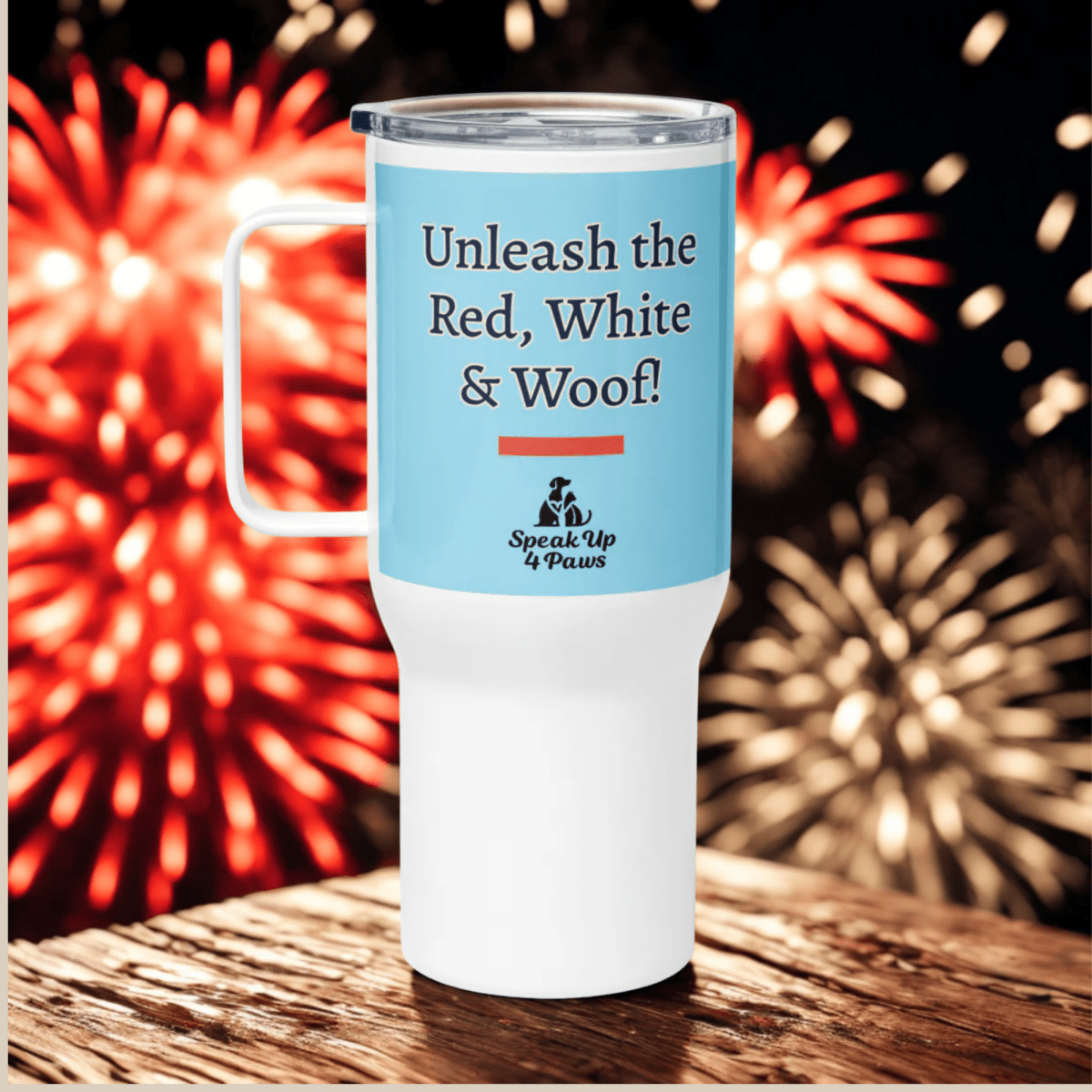 Bark of Freedom Trio - Chihuahua - "Unleash the Red, White & Woof!" - TrailMate Tumbler (Color: Columbia Blue) - Travel Mug - Speak Up 4 Paws