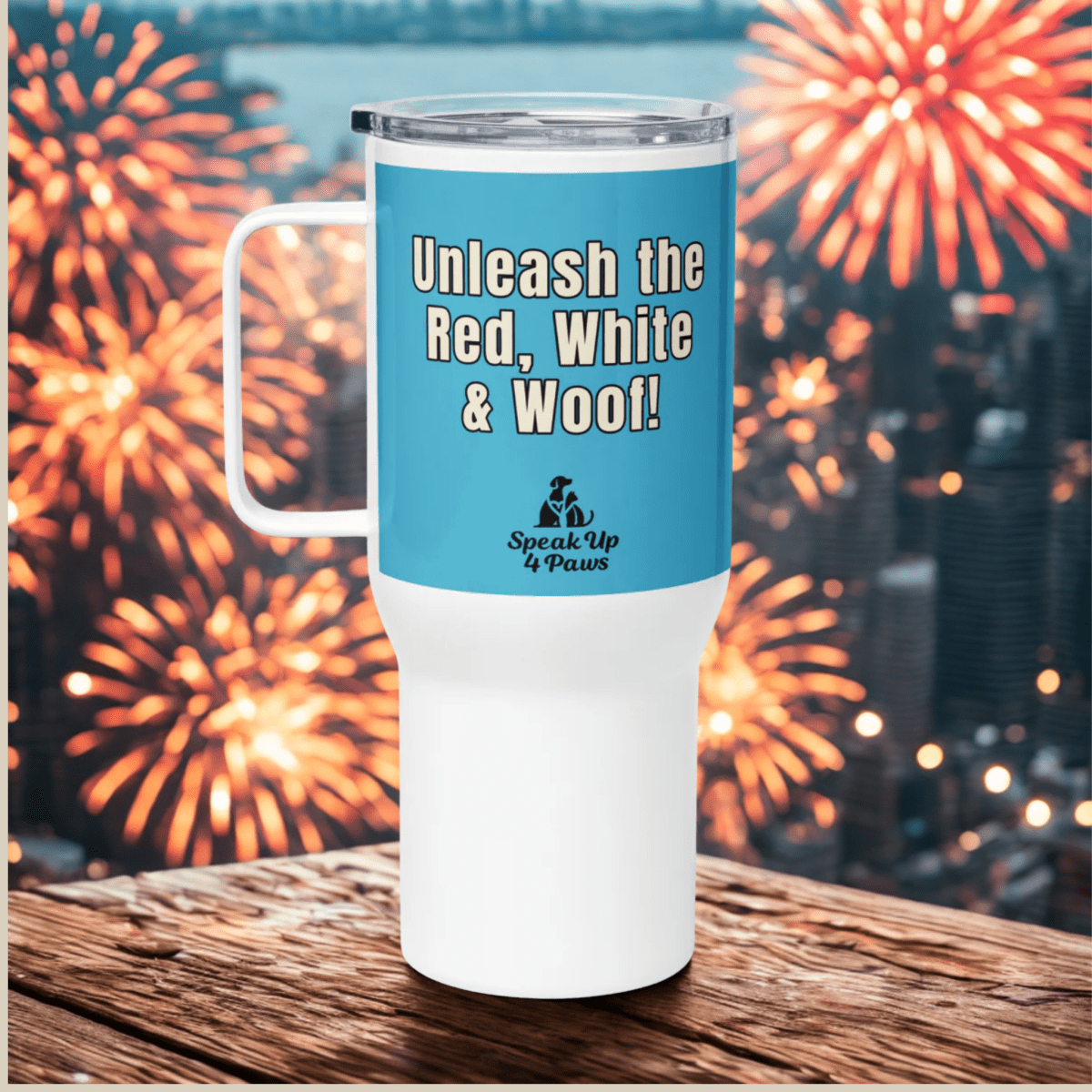 Bark of Freedom Trio - Shepherd - “Unleash the Red, White & Woof!" - TrailMate Tumbler (Color: Summer Sky) - Travel Mug - Speak Up 4 Paws