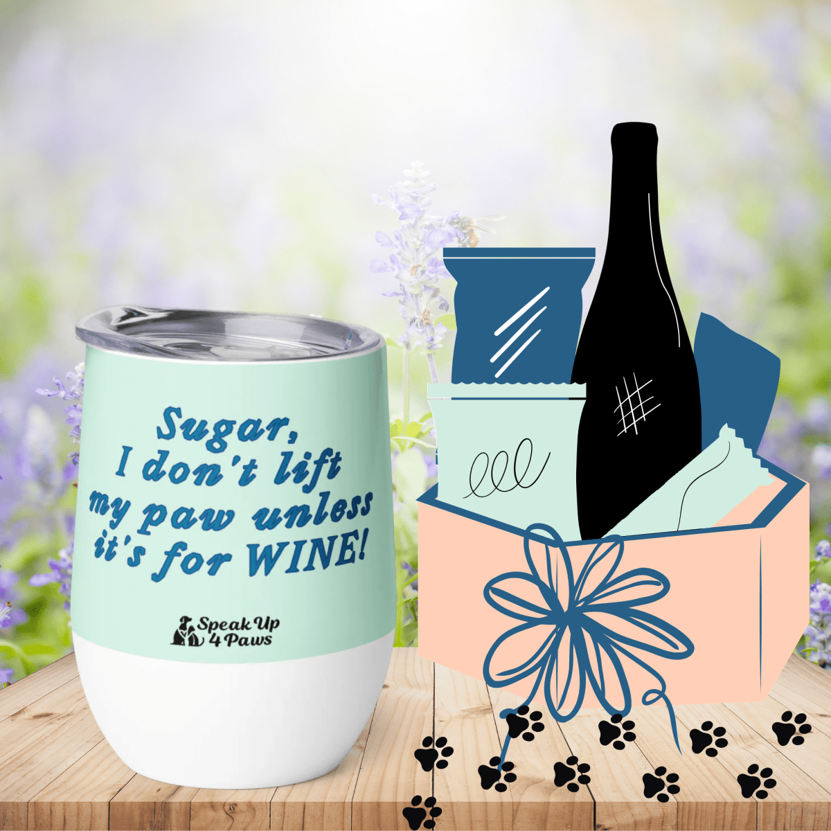Miss Sniffany - "Sugar, I don't lift my paw unless it's for WINE!" - Pawfect Vino Tumbler (Color: Humming Bird) - Wine Tumbler - Speak Up 4 Paws