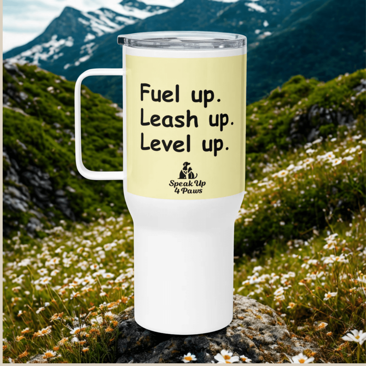 Mountain Recharge - "Fuel up. Leash up. Level up." - TrailMate Tumbler (Color: Cumulus) - Travel Mug - Speak Up 4 Paws