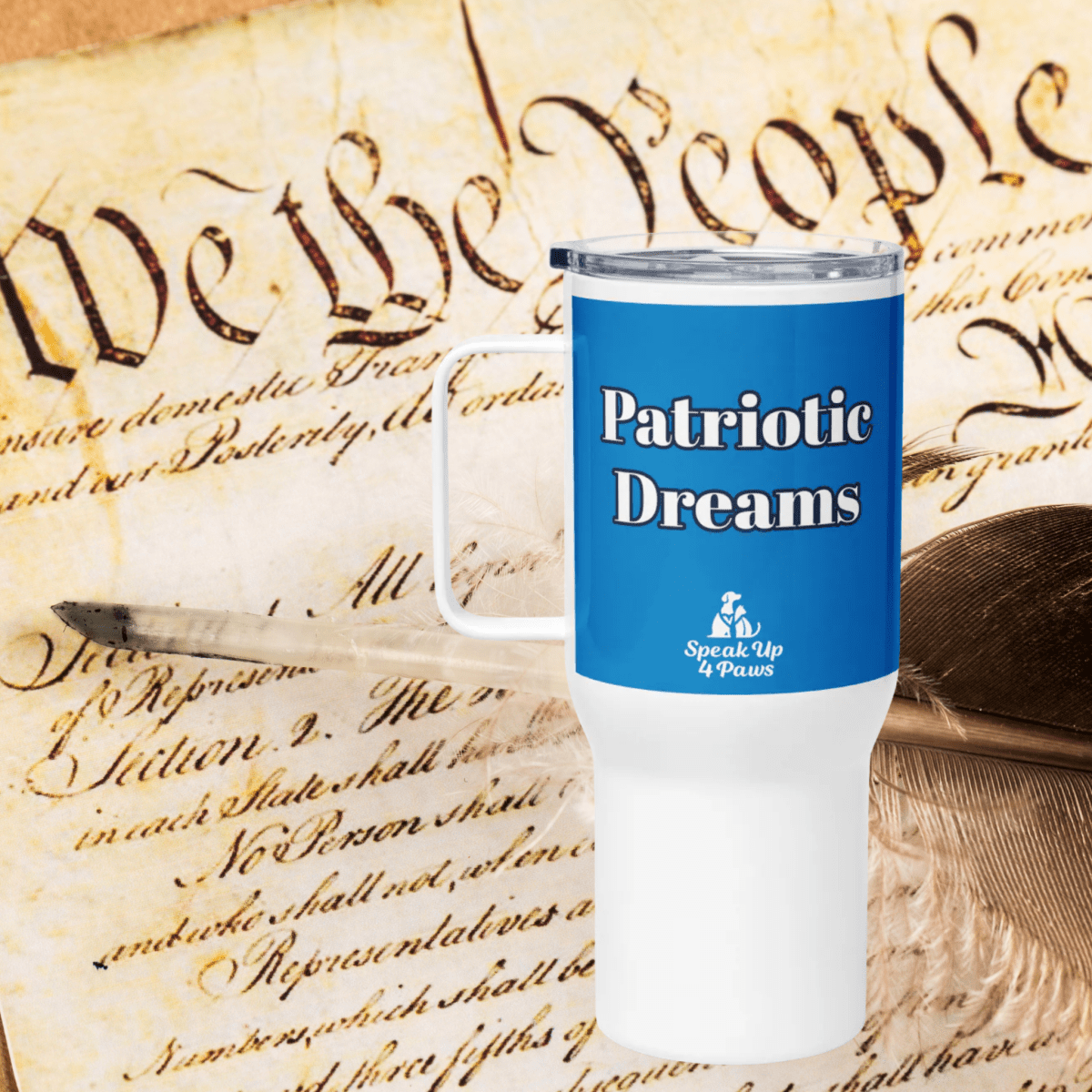 Patriotic Dreams - "Patriotic Dreams" - TrailMate Tumbler (Color: Navy Blue) - Travel Mug - Speak Up 4 Paws