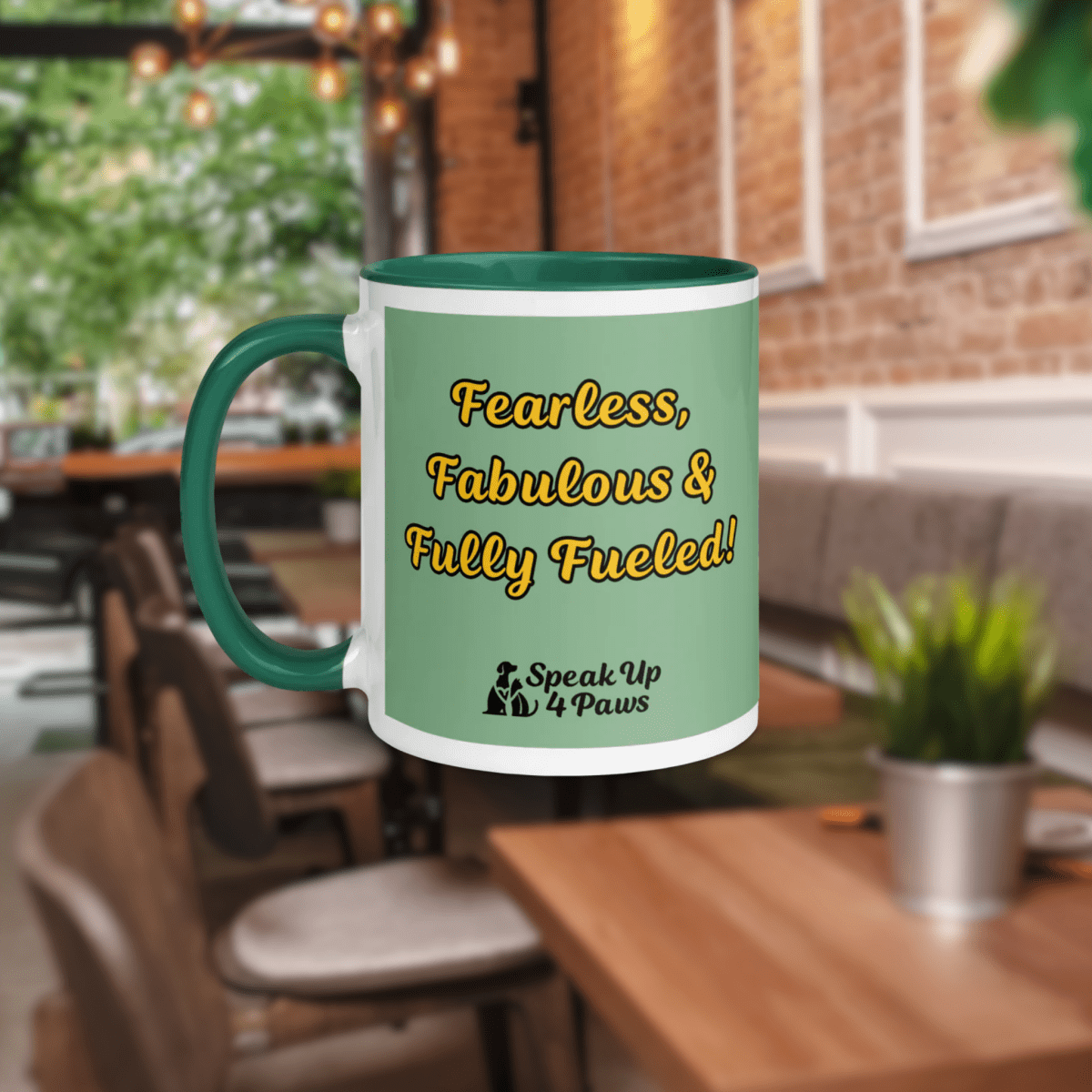 Pawfect Panic - "Fearless, Fabulous & Fully Fueled!" - Vivid Mug (Color: Dark Sea Green | Dark Green) - Coffee Mug - Inside Color - Speak Up 4 Paws