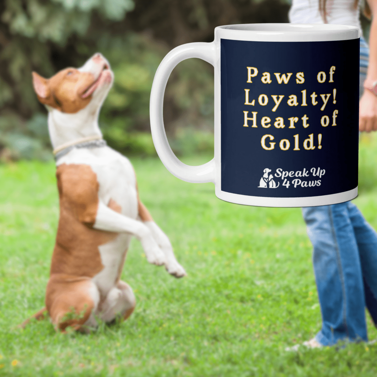 Paws of Loyalty - "Paws of Loyalty! Heart of Gold!" - Signature Mug (Color: Navy) - Coffee Mug - Speak Up 4 Paws