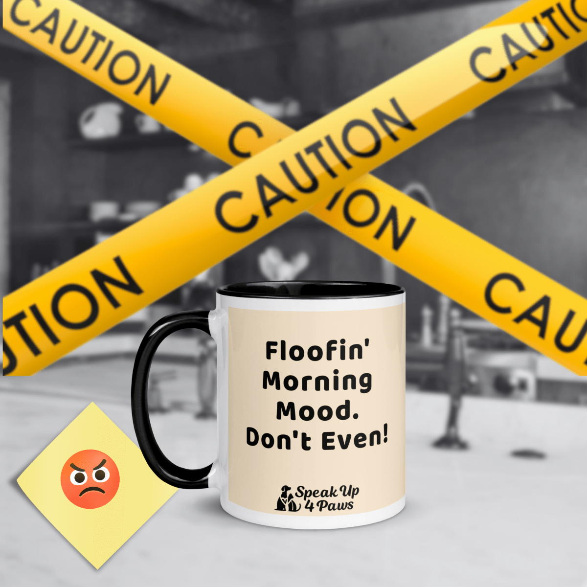 Sir Floofalot - "Floofin' Morning Mood. Don't Even!" - Vivid Mug (Color: Papaya Whip | Black) - Coffee Mug - Inside Color - Speak Up 4 Paws