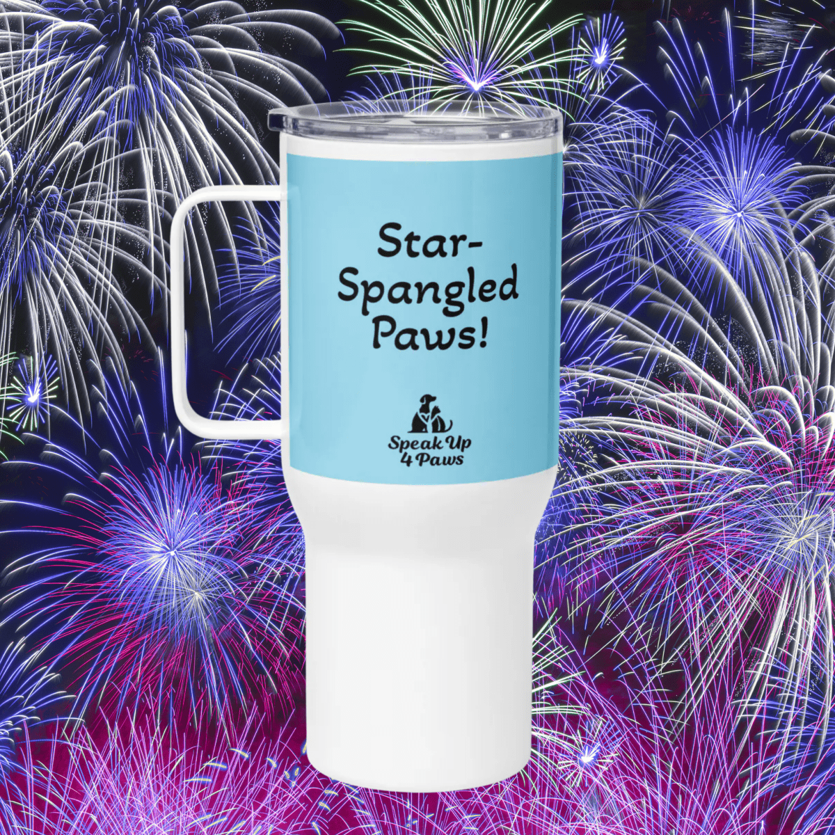 Stars & Stripes Companions - "Star - Spangled Paws!" - TrailMate Tumbler (Color: Columbia Blue) - Travel Mug - Speak Up 4 Paws