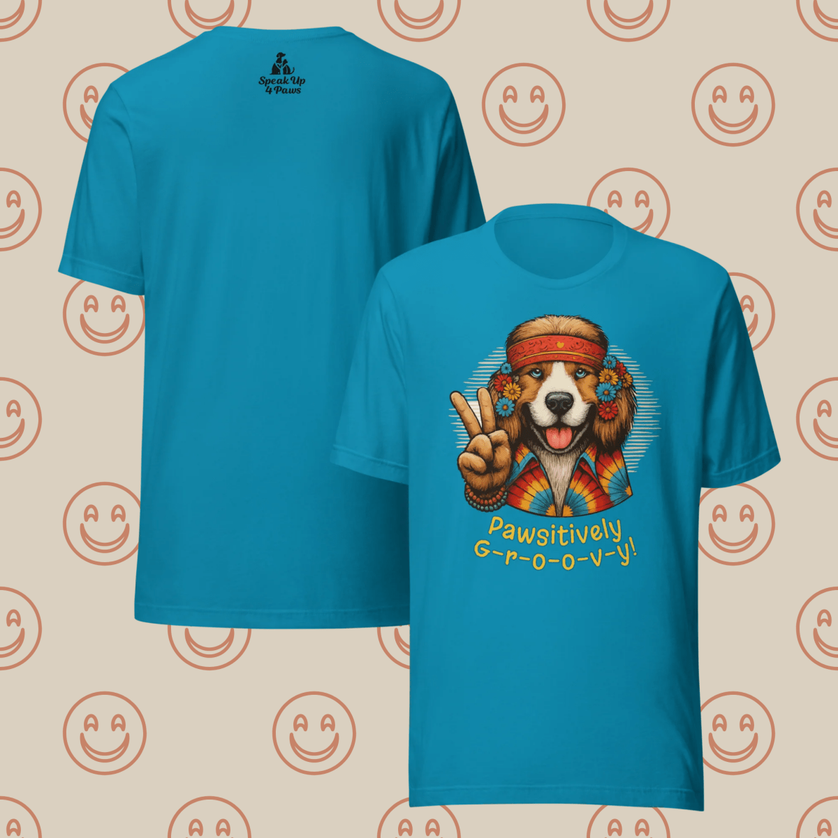 Groovy Canine - "Pawsitively Groovy" - Signature Tee - Speak Up 4 Paws