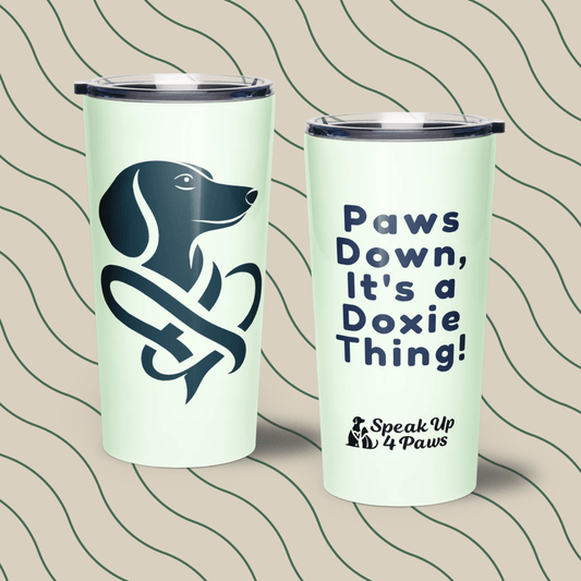 Heart of a Doxie - "Paws Down, It's a Doxie Thing!" - Signature Tumbler (Color: Honeydew) - Tapered Tumbler - Speak Up 4 Paws