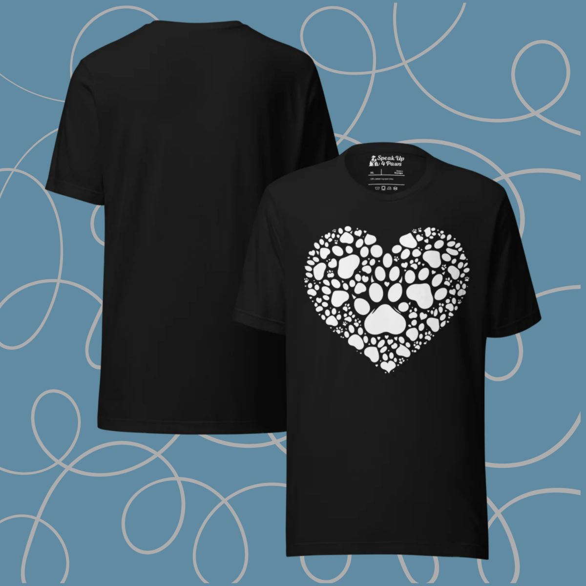 Heartfelt Paws - Everyday Plus Tee | COLORS: Black, Navy, Red, Dark Grey Heather - Unisex Staple Tee - Speak Up 4 Paws