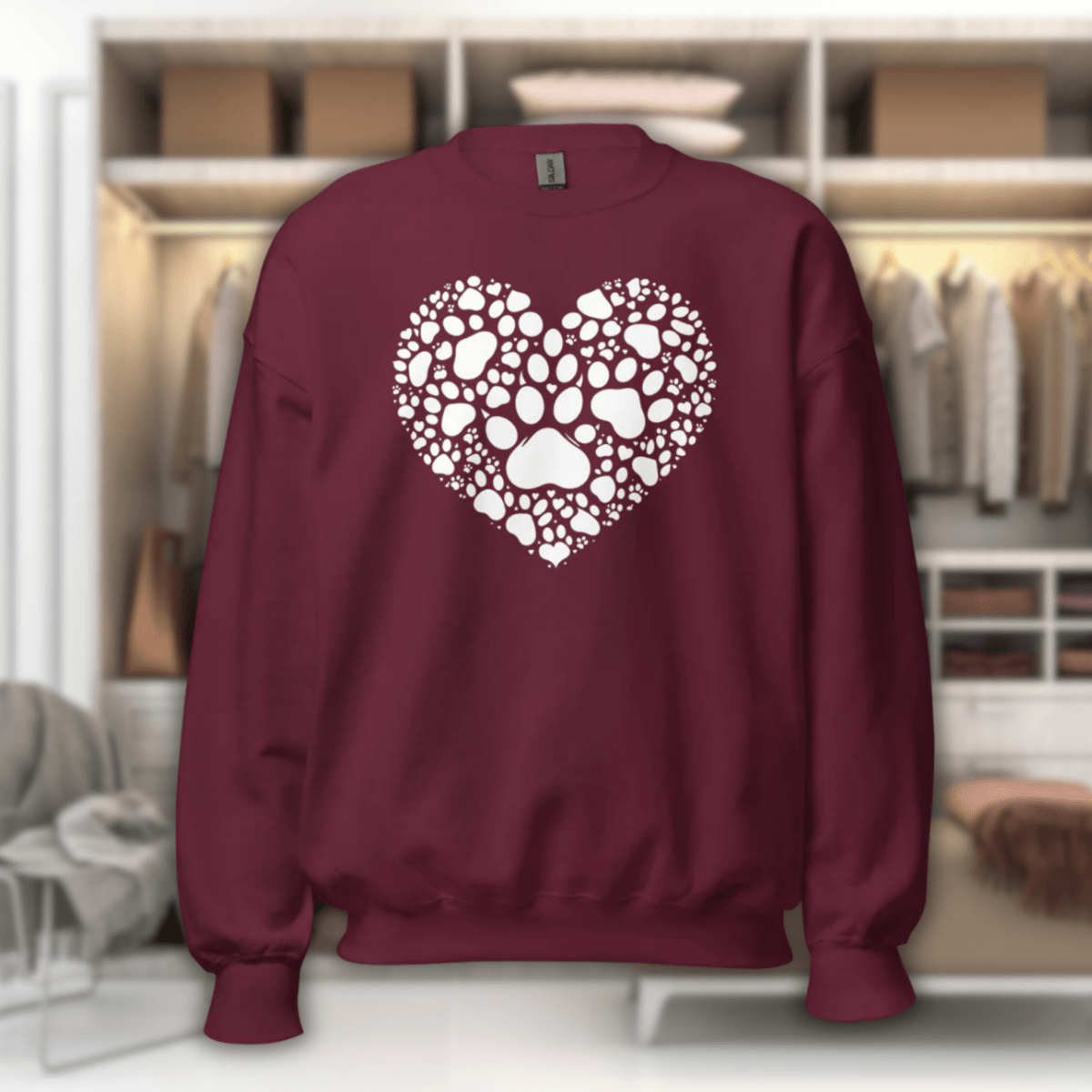 Heartfelt Paws - Sweatshirt | COLORS: Navy, Maroon, Forest Green, Royal - Preshrunk Sweatshirt - Speak Up 4 Paws