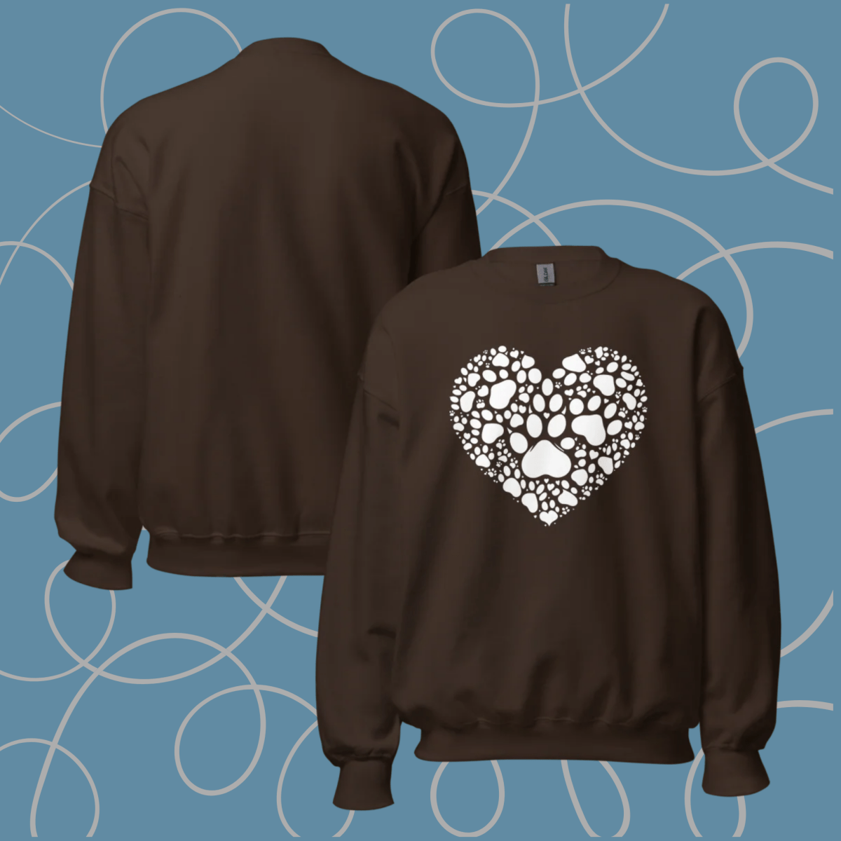 Heartfelt Paws - Oversized Sweatshirt | COLORS: Forest Green, Navy, Dark Chocolate, Charcoal - Preshrunk Sweatshirt - Speak Up 4 Paws