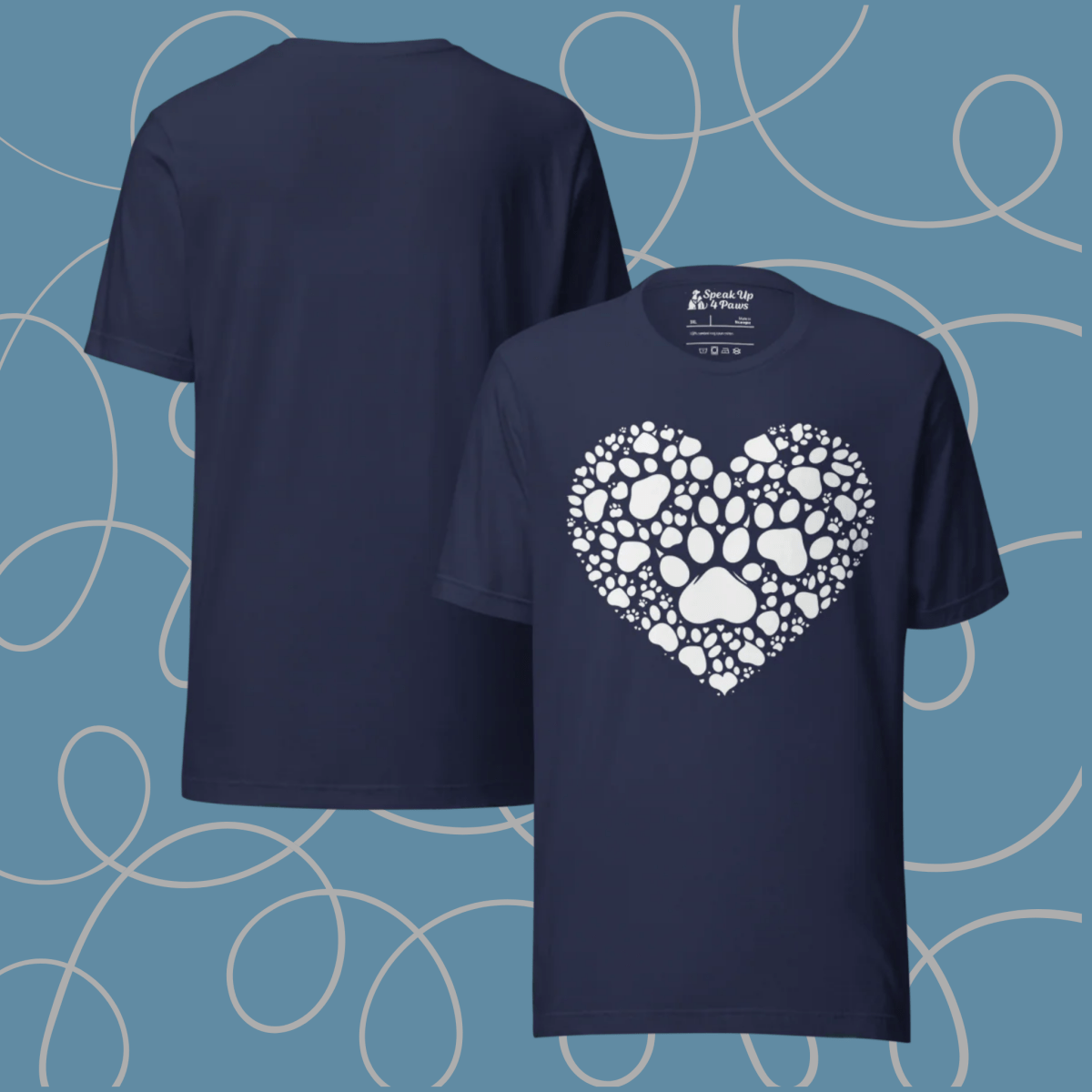 Heartfelt Paws - Everyday Plus Tee | COLORS: Black, Navy, Red, Dark Grey Heather - Unisex Staple Tee - Speak Up 4 Paws