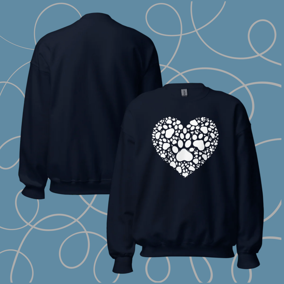 Heartfelt Paws - Oversized Sweatshirt | COLORS: Forest Green, Navy, Dark Chocolate, Charcoal - Preshrunk Sweatshirt - Speak Up 4 Paws