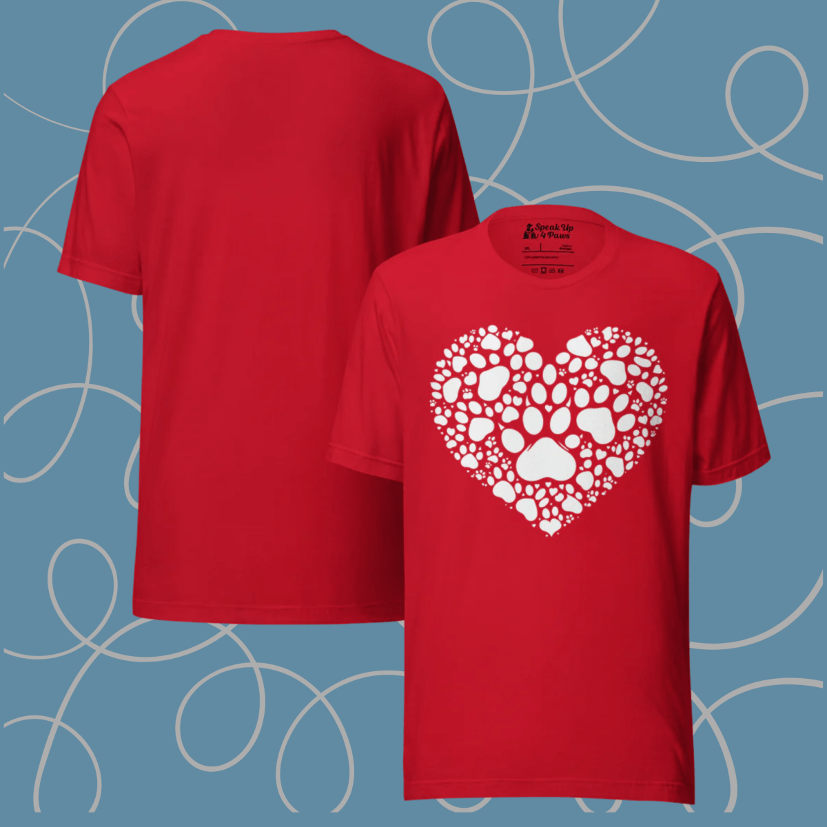 Heartfelt Paws - Everyday Plus Tee | COLORS: Black, Navy, Red, Dark Grey Heather - Unisex Staple Tee - Speak Up 4 Paws