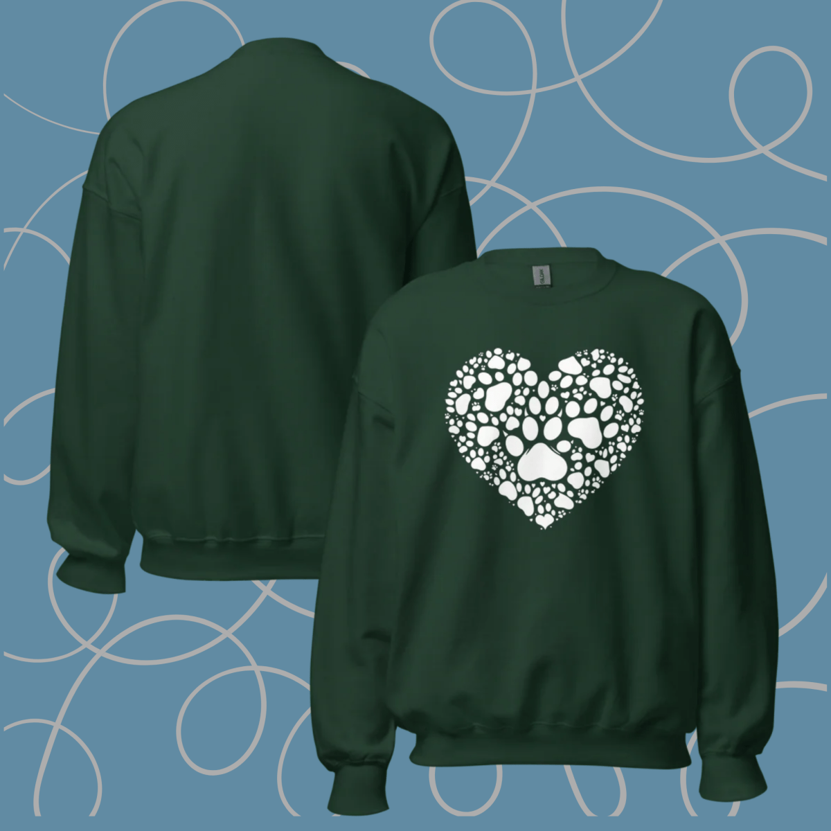 Heartfelt Paws - Oversized Sweatshirt | COLORS: Forest Green, Navy, Dark Chocolate, Charcoal - Preshrunk Sweatshirt - Speak Up 4 Paws