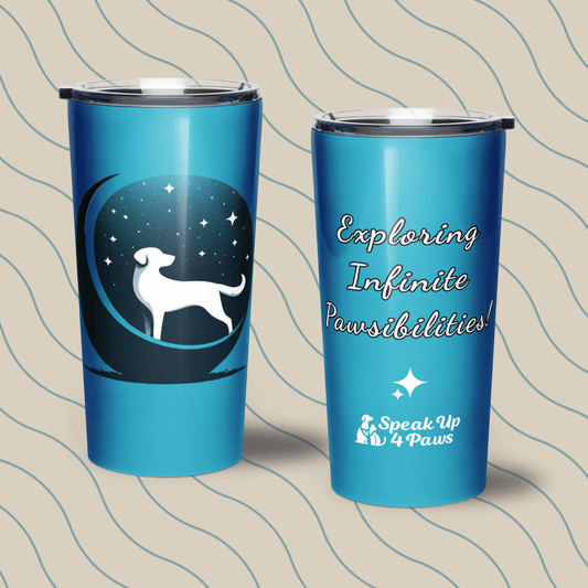 Infinite Pawsibilities - "Exploring Infinite Pawsibilities!" - Signature Tumbler (Color: Pelorous) - Tapered Tumbler - Speak Up 4 Paws