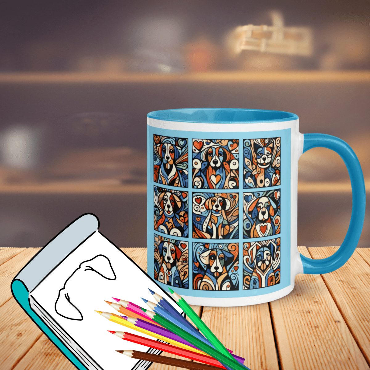 Artful Canines - "Life's a Canvas with Paws!" - Vivid Mug (Color: Columbia Blue | Blue) - Coffee Mug - Inside Color - Speak Up 4 Paws