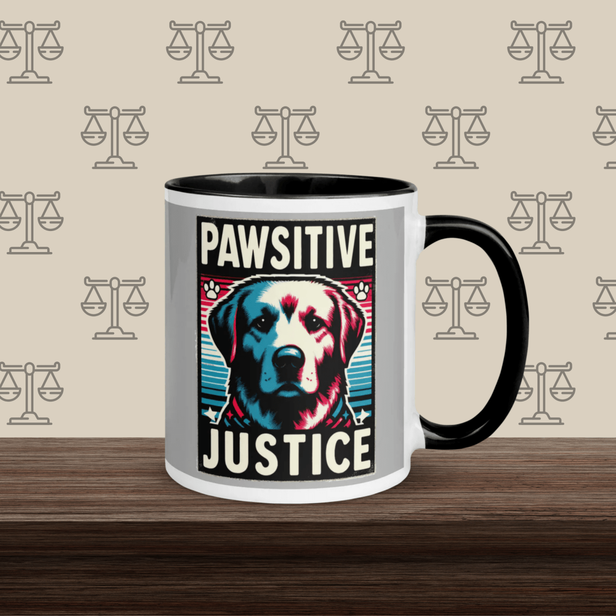 Bark Nirvana - "Power to the Paws" - Vivid Mug (Color: Silver | Black) - Coffee Mug - Inside Color - Speak Up 4 Paws