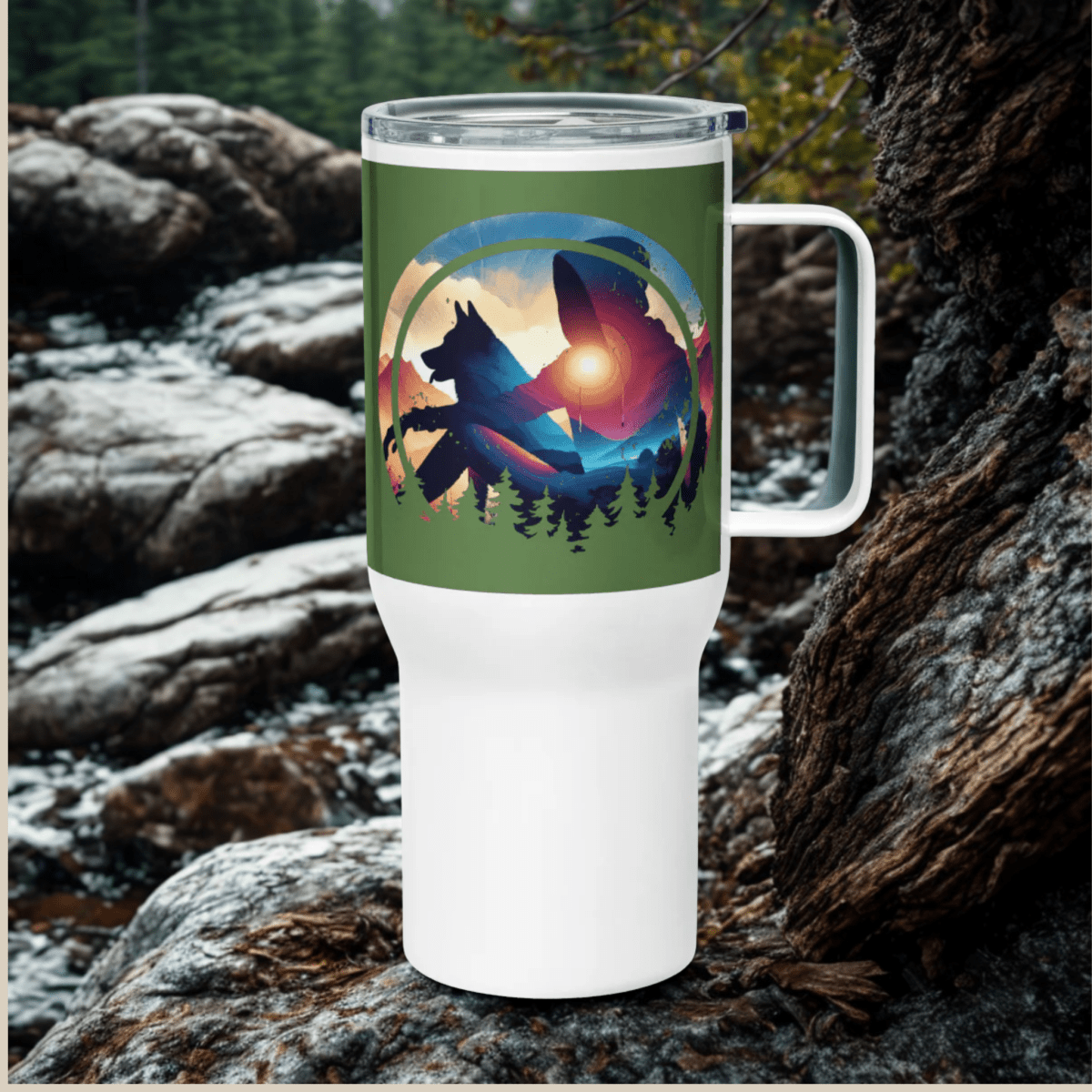 Companion Hues - "Roaming free. Tails wagging. Vibes high." - TrailMate Tumbler (Color: Fern Green) - Travel Mug - Speak Up 4 Paws