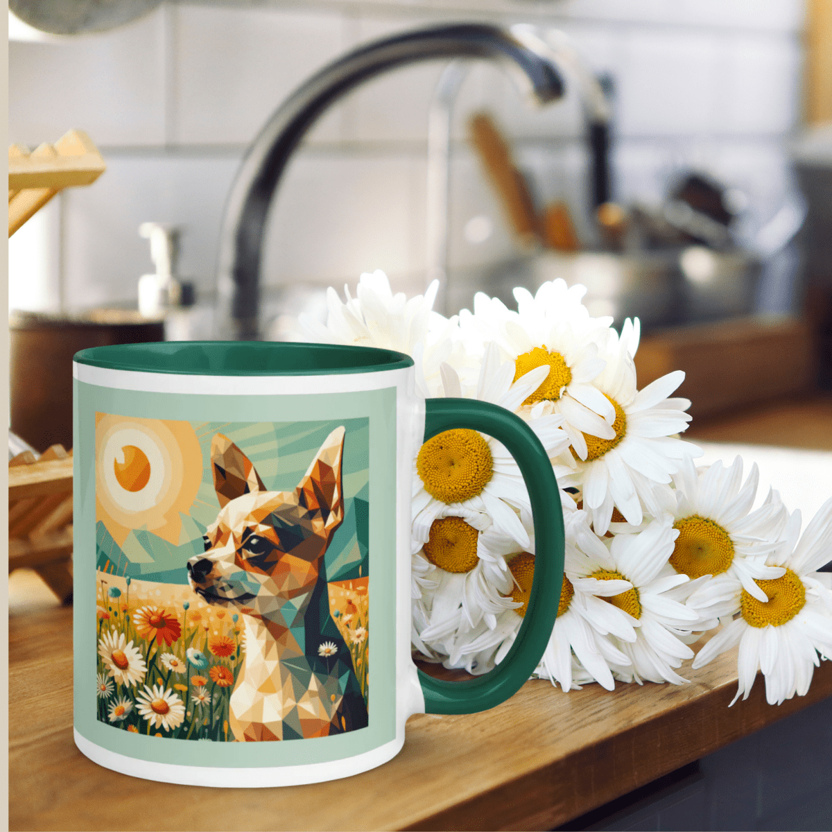 Daisy Moments - "Bloom Bold. Bark Louder." - Vivid Mug (Color: Edgewater | Dark Green) - Coffee Mug - Inside Color - Speak Up 4 Paws