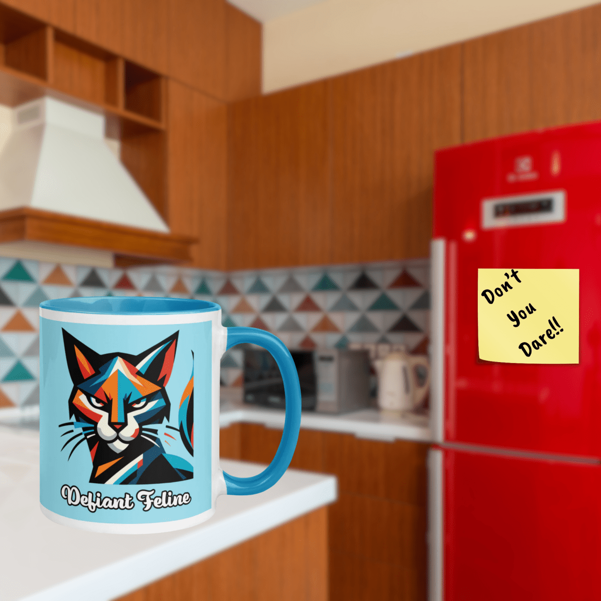 Defiant Feline - "Warning! Claws Out Before Coffee!" - Vivid Mug (Color: Blizzard Blue | Blue) - Coffee Mug - Inside Color - Speak Up 4 Paws