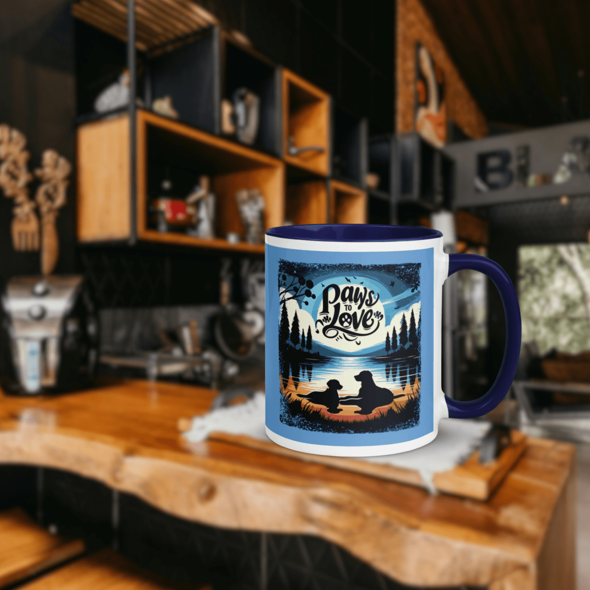 Forest Reflections - "Fetching Peace" - Vivid Mug (Color: Jordy Blue | Dark Blue) - Coffee Mug - Inside Color - Speak Up 4 Paws